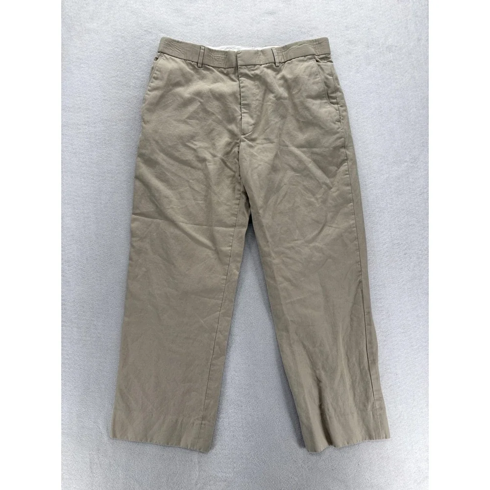 Banana Republic Chino Pants Mens 35x30 Beige Cotton Linen Flat Front Straight